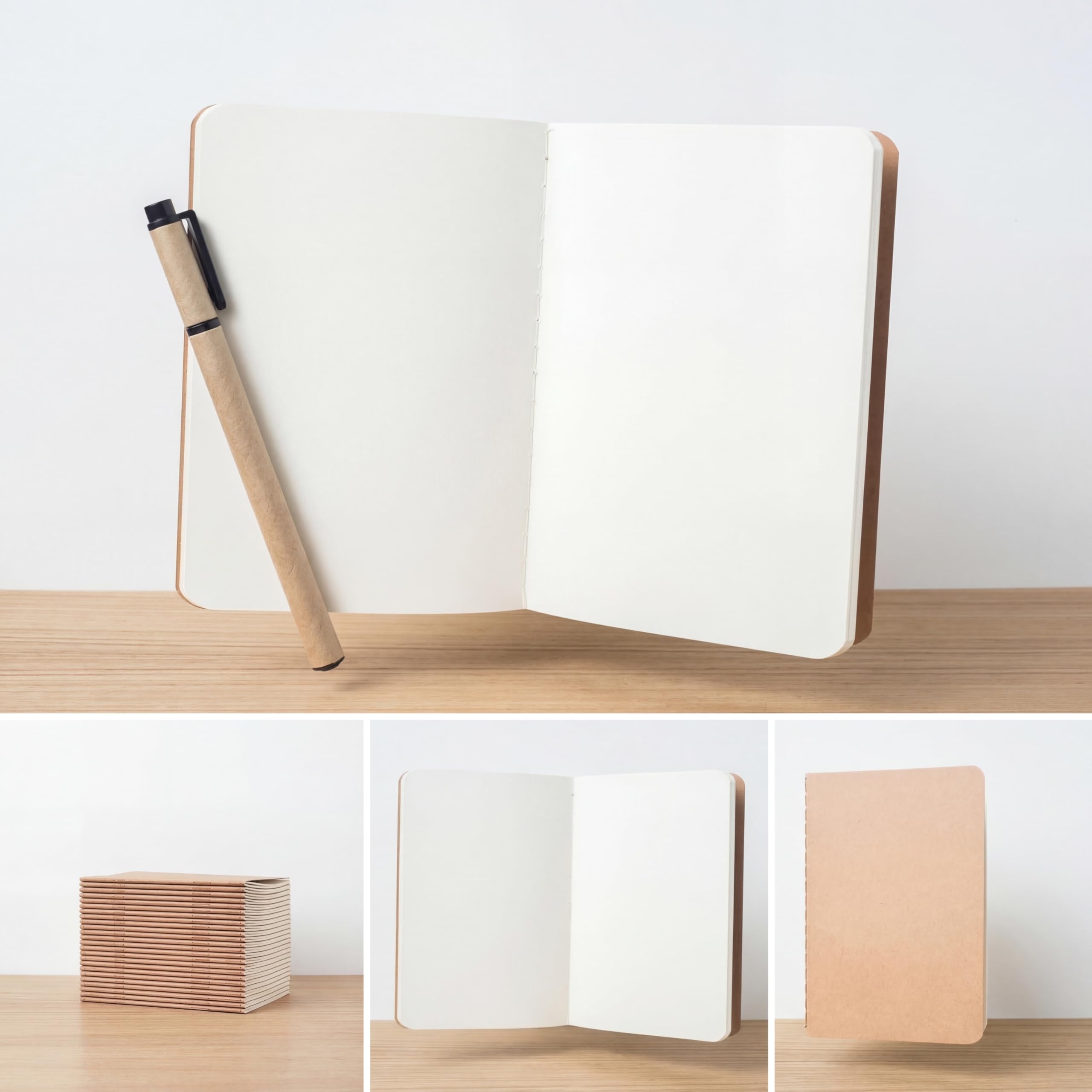 Paquete de 24 cuadernos en blanco, diarios A5 para dibujar, dibujar y escribir, 36 hojas de 72 páginas cada una, papel kraft de cubierta suave