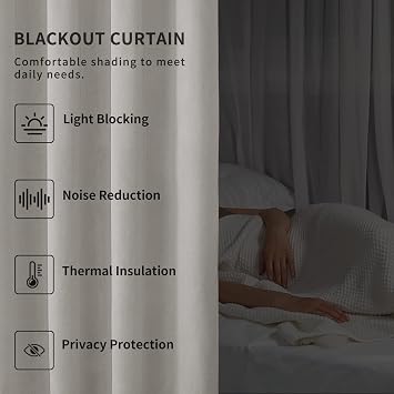 Easy-Going Linen Look Blackout Curtain 100x84 Inch Extra Wide Patio Sliding Door Curtain Solid Thermal Insulated Room Curtain for Bedroom, Living Room (1 Panel, Natural)