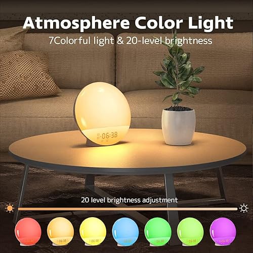 Miniatura 2 de Dekala Paquete de 2 despertadores de amanecer para dormitorios, luz de despertador con simulación de amanecer, radio reloj de alarma dual y sonidos