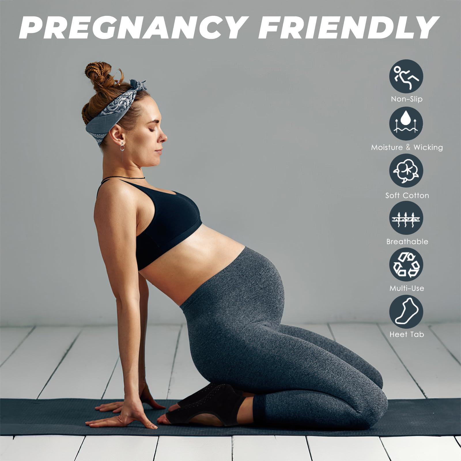 Yoga Socken für Damen Rutschfeste Zehenlos Pilates Socken Atmungsaktiv Stoppersocken für Zuhause Workout Sport Ballett Tanz Trampolin Krankenhaus 35-42 2 Pairs