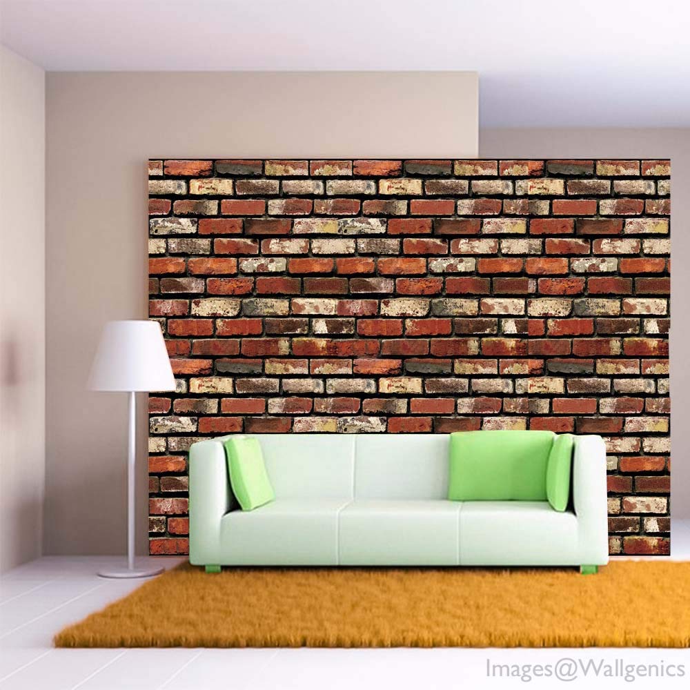 Modern Brick Stone Style Wall Poster, Wallpaper/Decals Stickers (333 x 45 cm, Multi-Color, Self Adhesive Wallpaper)