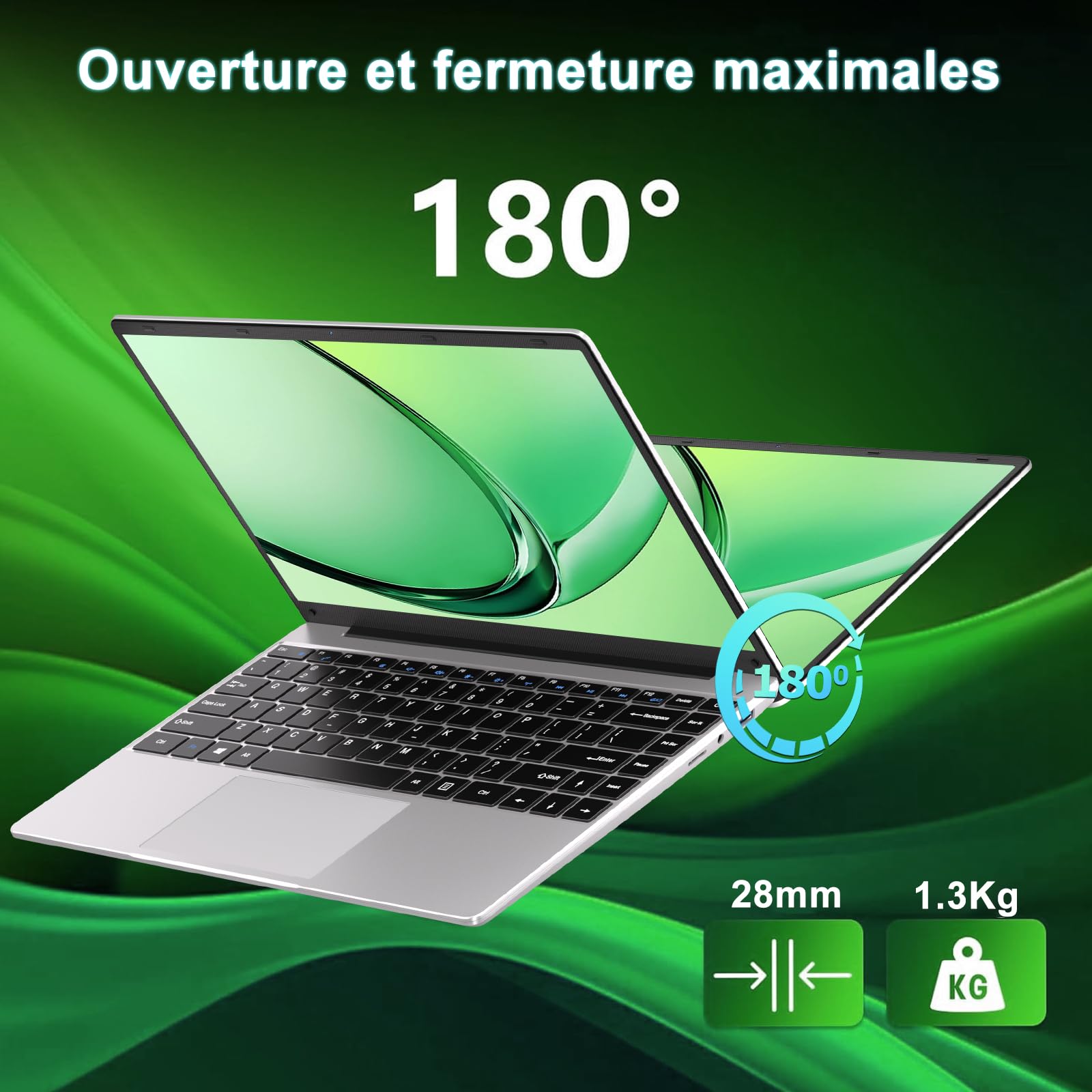 NOTODD Ordinateur Portable 14" Win11 Pro - Intel Celeron N4020, 6Go RAM, 256Go SSD, écran FHD 1080p, Batterie 5000mAh - Clavier AZERTY, Souris Sans Fil Incluse
