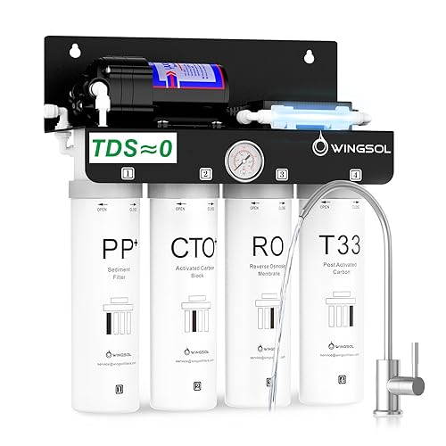 Miniatura 1 de WINGSOL - Filtro de agua de ósmosis inversa, sistema de ósmosis inversa sin tanque de 0 TDS UV que ahorra espacio, filtración de 10 capas debajo del