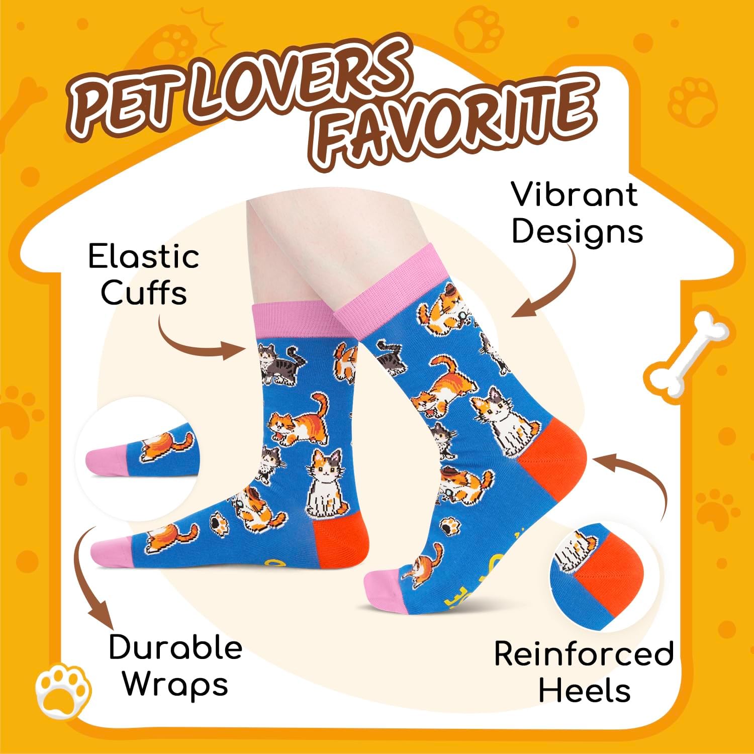 HAPPYPOP Funny Socks for Women Men - Cat Lover Gifts Crazy Chicken Laday Gift for Teens - Image 4