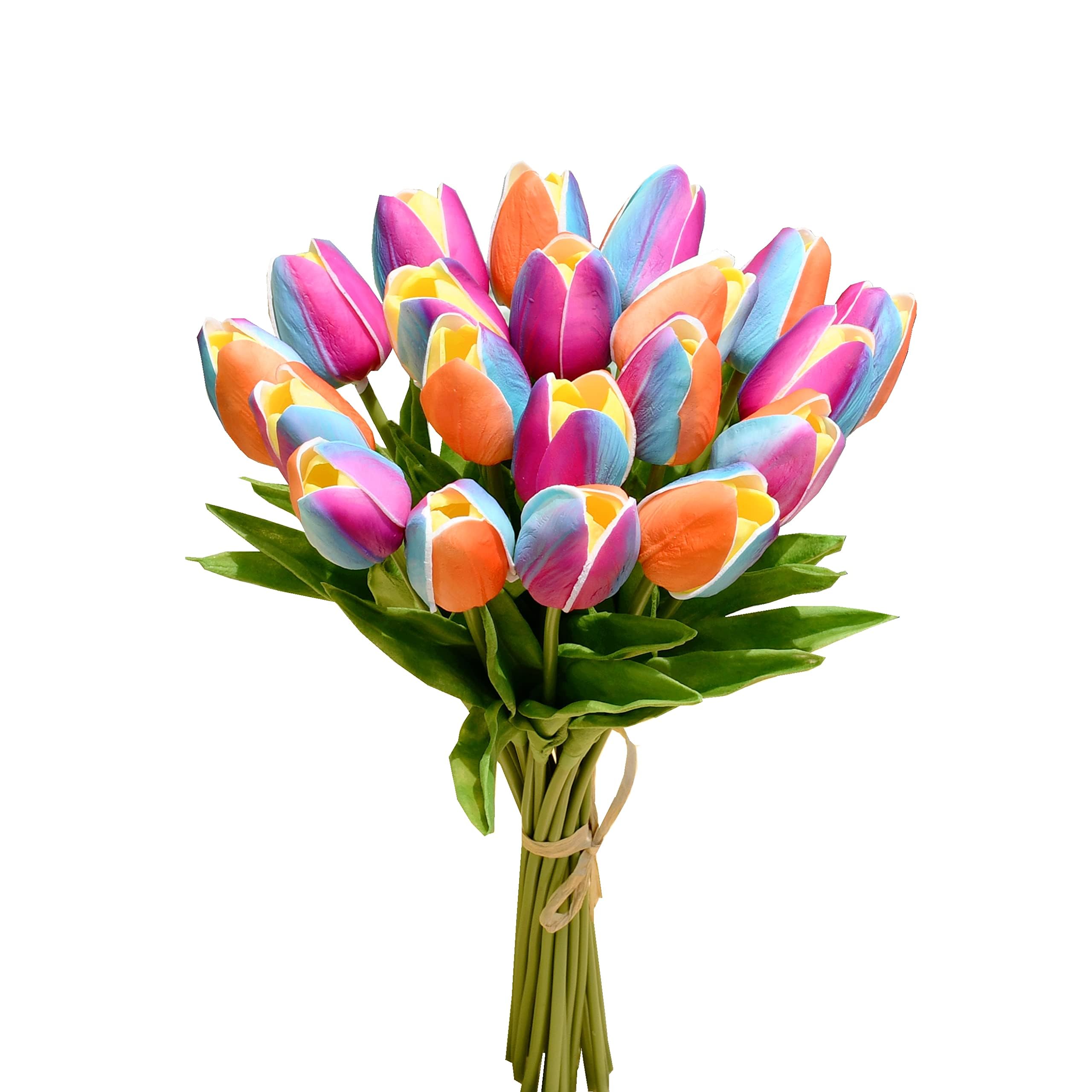 Mandy's 20pcs Artificial Rainbow Orange Tulips