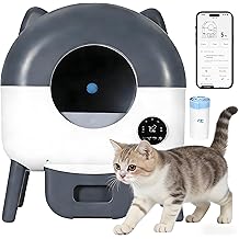 Self-Cleaning Cat Litter Box with Large Capacity and Automatic Cleaning, Automatic Litter Box with App Control, Triple Safety Protection, Removable Washable Liner, 1 Rolls Garbage Bags