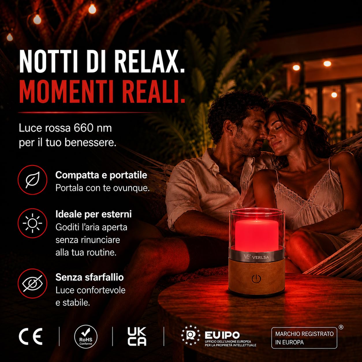 Lampada Luce Melatonina 625nm, 0% luce blu, Flicker-Free, Luce Notturna Neonato/Adulti, dimmerabile, portatile, batteria da 2000 mAh, Bilancia Il Ritmo Circadiano