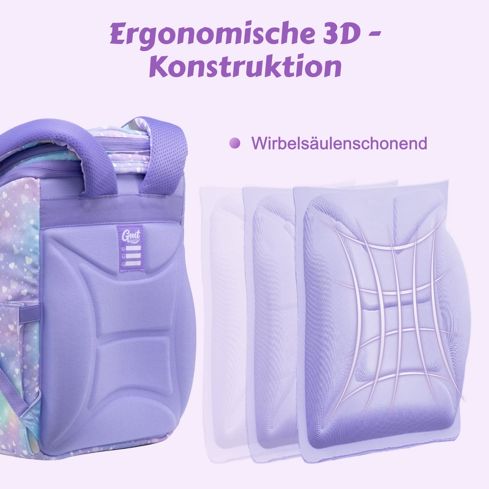 GMT for Kids Schulranzen 1-4 Klasse 22L Ergonomische Ultraleichte Schultasche Einhorn