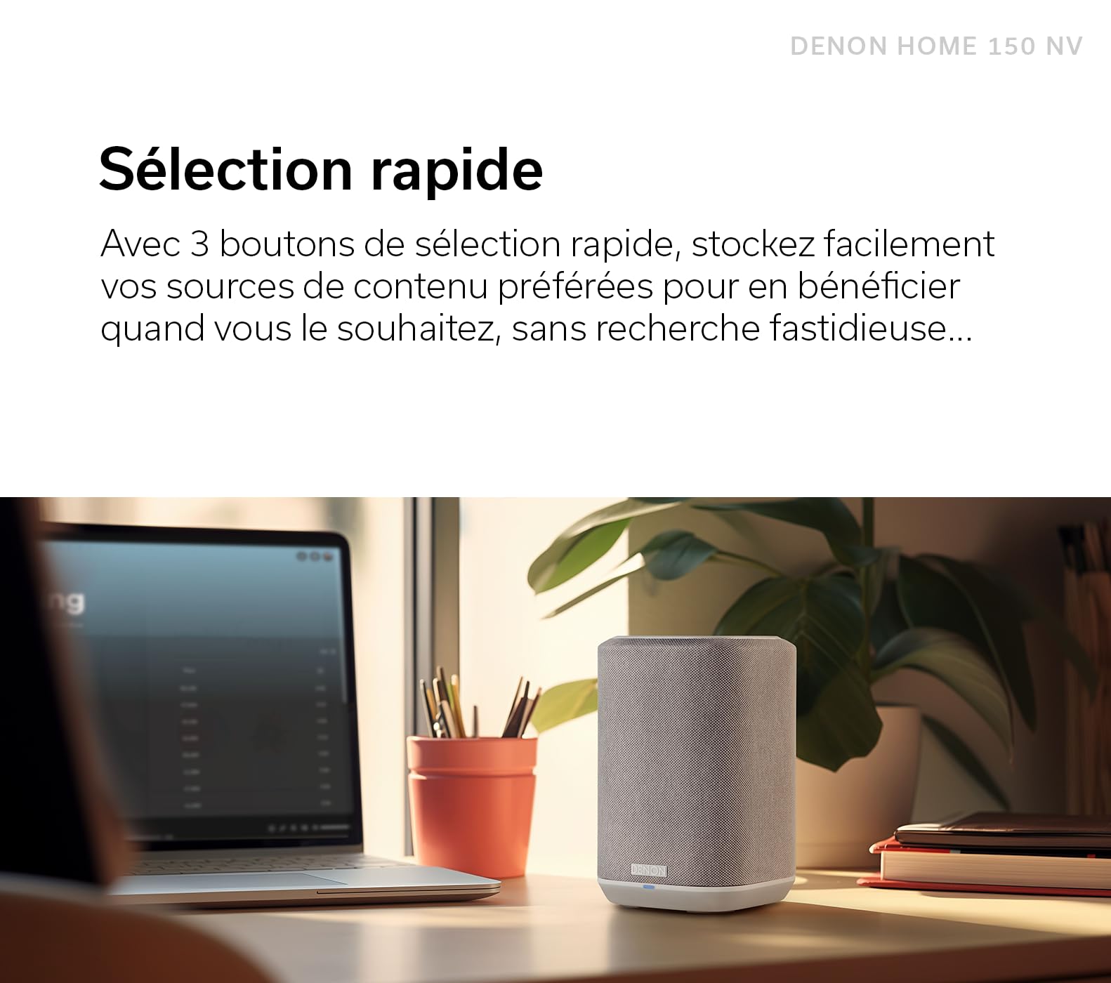 Denon Home 150 NV Enceinte sans Fil avec Technologie multiroom intégrée HEOS, Bluetooth, Apple AirPlay 2 - Noir