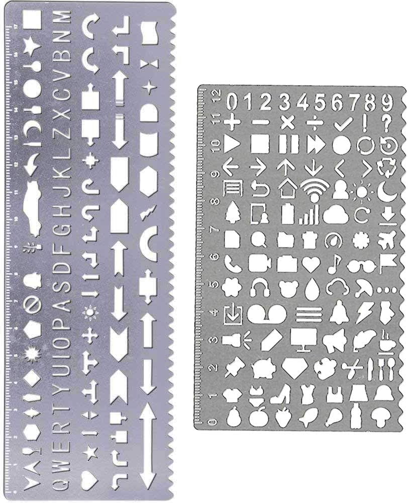 Amupper Metal Letter Number Stencils Set - Drawing Alphabet Templates for Planner Painting Journaling Scrapbooking Card and Art Projects