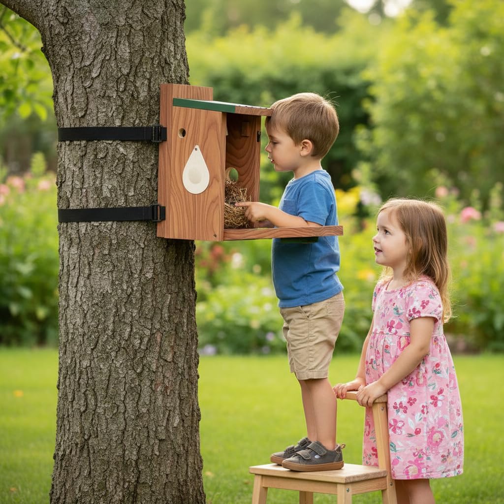 Bluebird Bird House with Camera,Metal Roof,1080P Birdhouse for Outside with Night Vision, Birdhouse with Camera APP Control, 2.4G WiFi App to Observe Bird Activities(A)