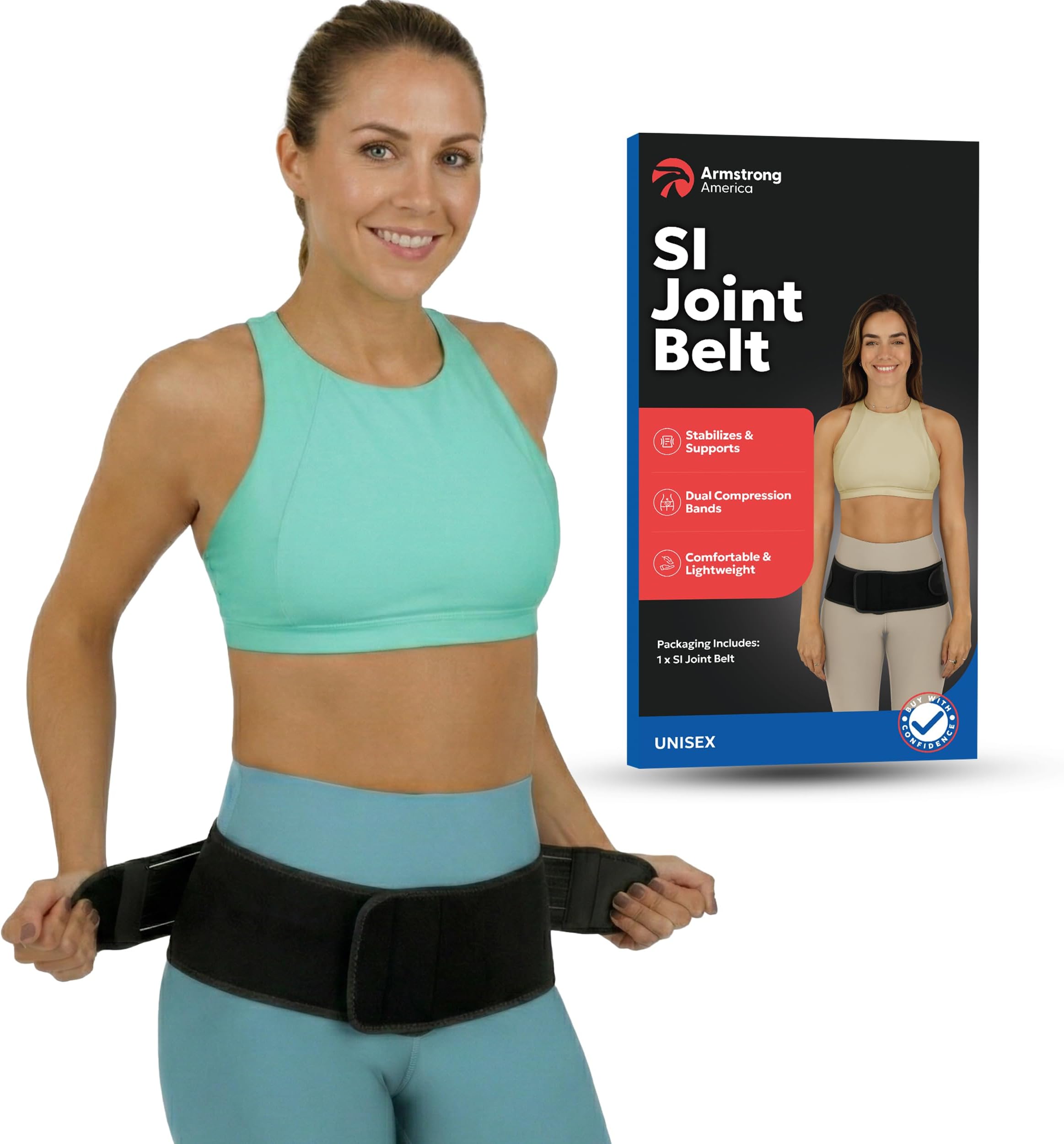 SI Belt Sacroiliac Belt | Sciatica Pain Relief Brace for Sciatic Pain | Trochanteric Stabilizer Pelvic Band | SI Joint Belts for Women Men | Hip Support Brace Women Men for Lower Back Support | REG