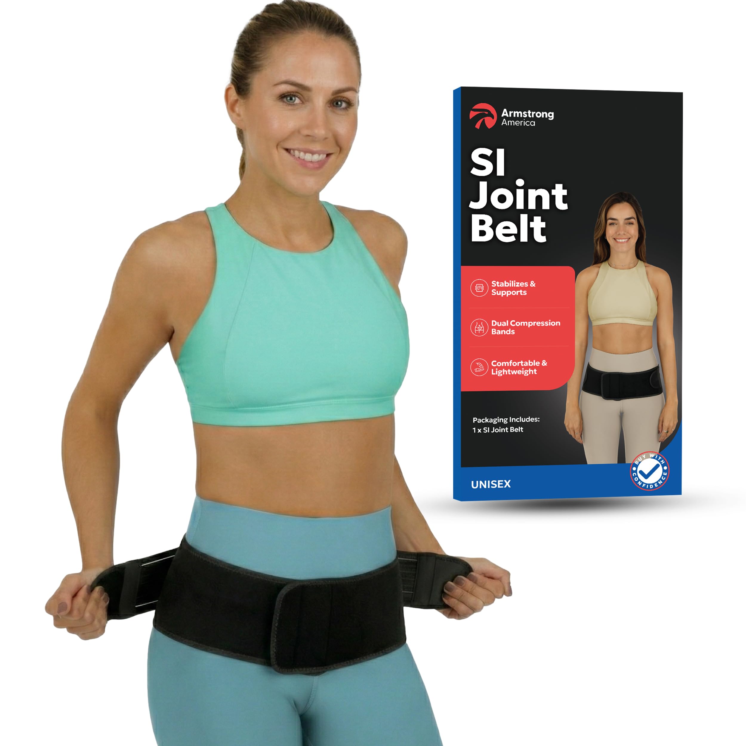 SI Belt Sacroiliac Belt | Sciatica Pain Relief Brace for Sciatic Pain | Trochanteric Stabilizer Pelvic Band | SI Joint Belts for Women Men | Hip Support Brace Women Men for Lower Back Support | REG