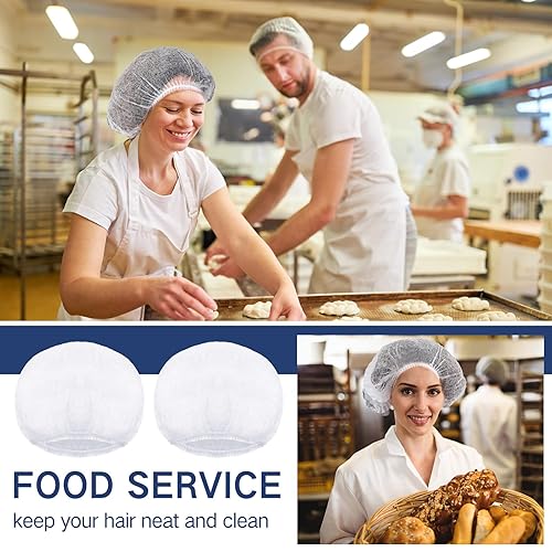 Miniatura 34 de Yahenda 500 gorras desechables Bouffant a granel para el cabello, redecillas elásticas para el polvo, para servicio de alimentos, enfermeras, Azul