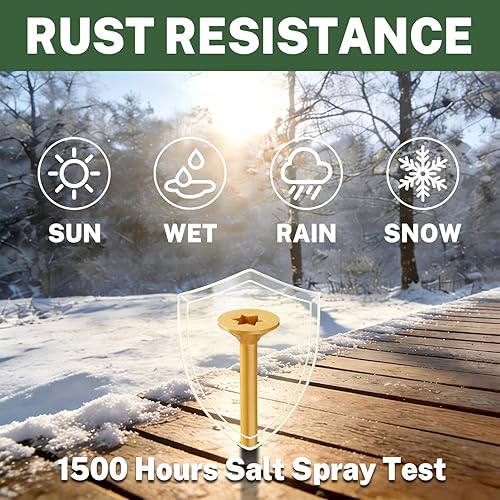 Miniatura 2 de LIONMAX Tornillos de cubierta de 3 pulgadas, tornillos para madera #10 x 3, 50 unidades, resistentes a la corrosión, revestimiento de epoxi