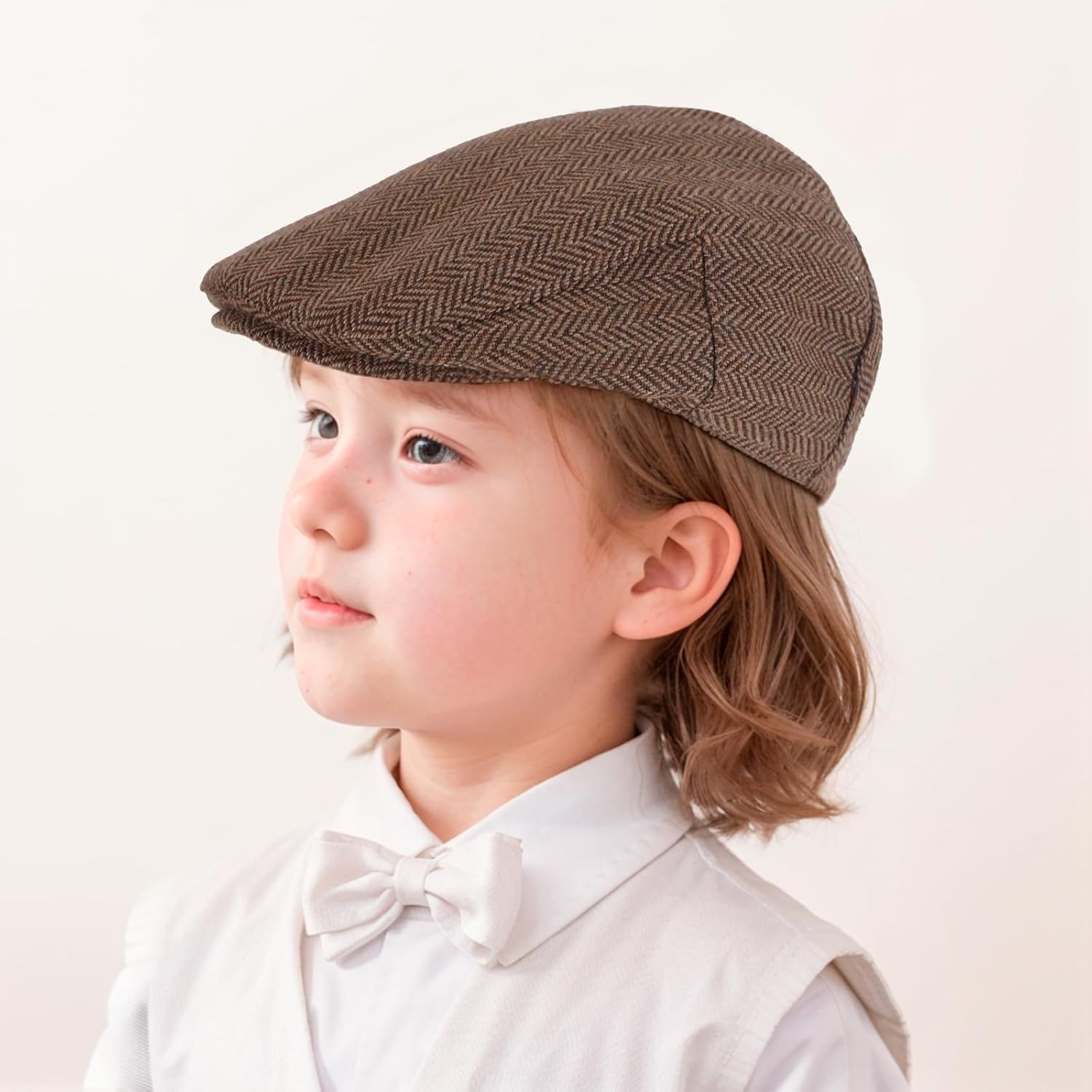 Toddler Boys Vintage Newsboy Cap Kids Tweed Ivy Drivers Flat Cap Infant Beret Hat - Image 2