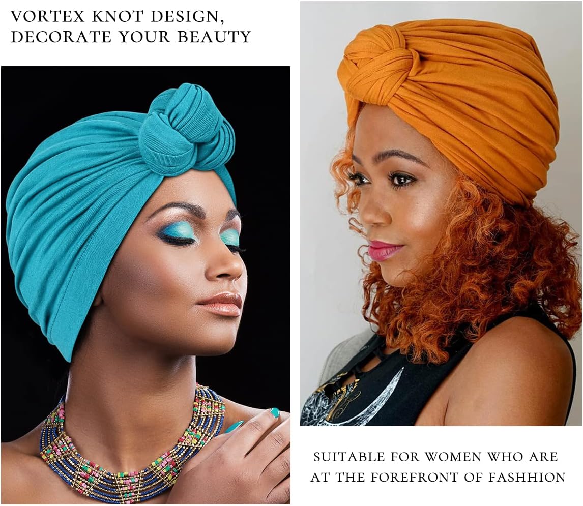 Women Turbans and Head Wraps, Skull-Caps, African Turban Flower Knot Pre-Tied Bonnet Beanie Cap for Women