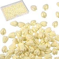 Hotop 100pcs Ivory Pikake Jasmine Flower Coral Shell Beads 7x9mm - Pre-Drilled for Jewelry Making, Necklaces, Bracelets, DIY Crafts