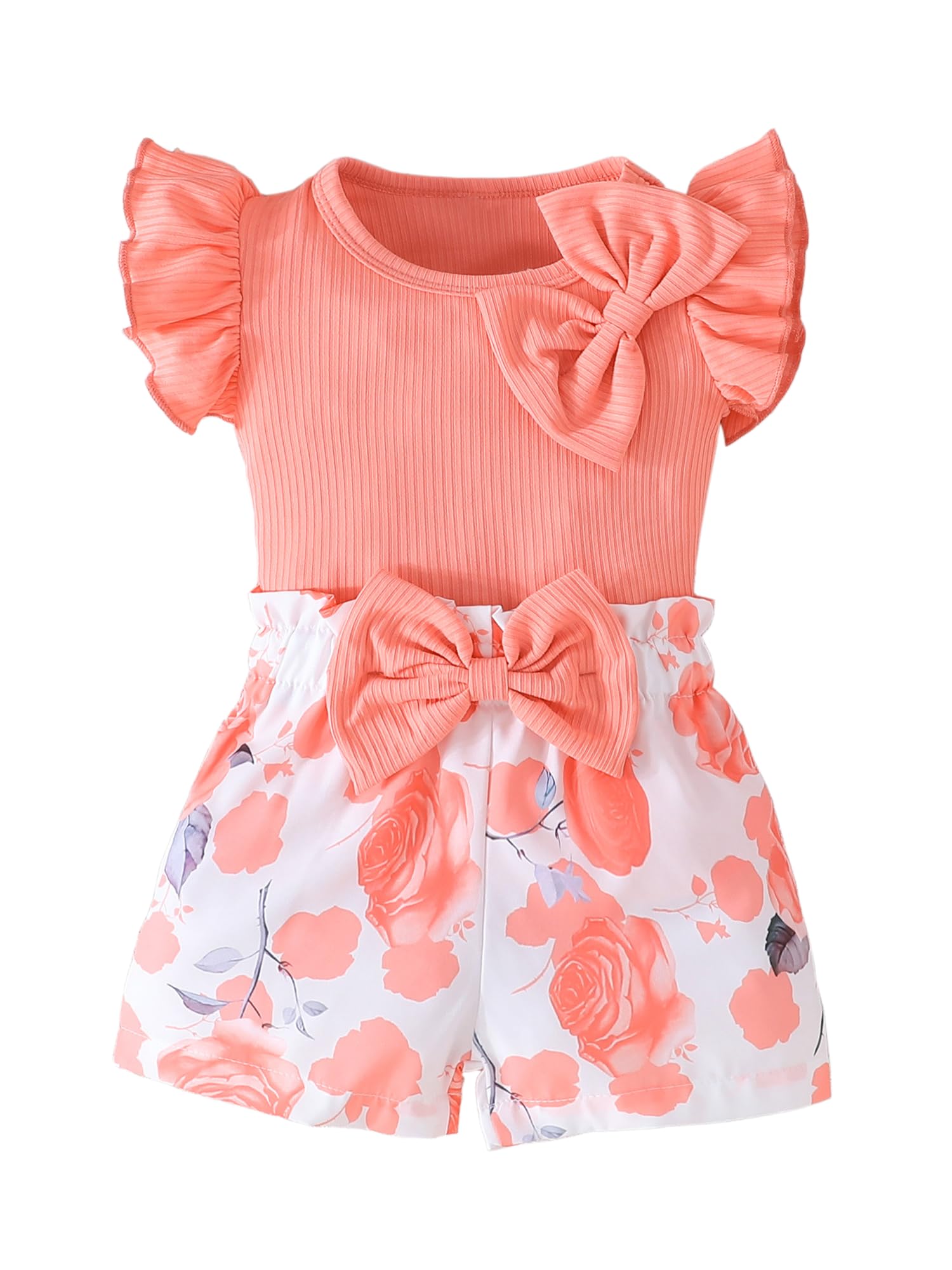 SUREPOCH Sommer-Outfits für Kleinkinder, Babys, Mädchen, gerüscht, ärmellos, Top, niedliches Shorts-Set, perfektes Geschenk für Baby-Mädchen