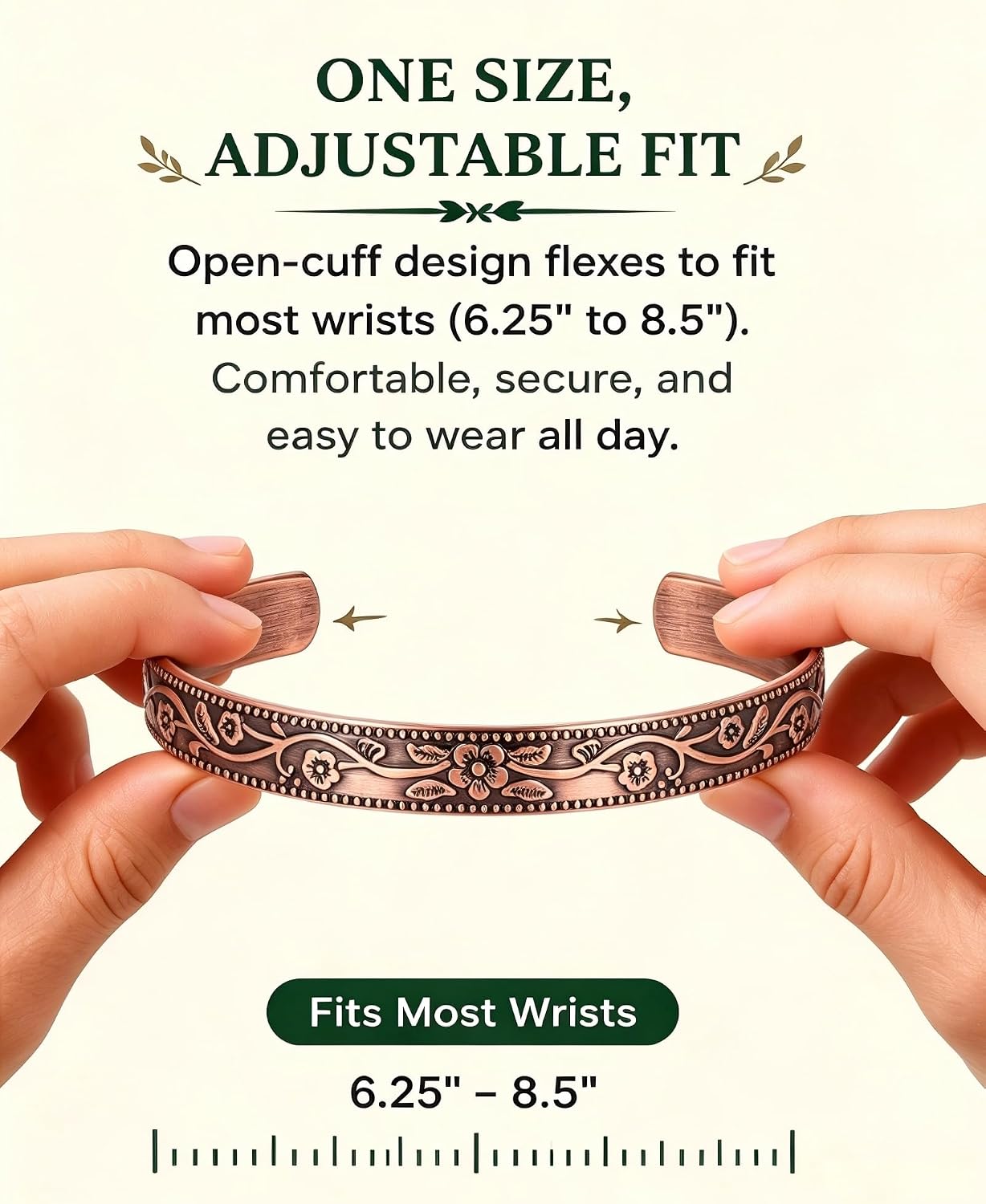 Pure Copper Bracelet – Copper Bracelet for Men & Women – 100% Solid, Raw & Uncoated Handmade Hammered Tibetan Cuff Bangle