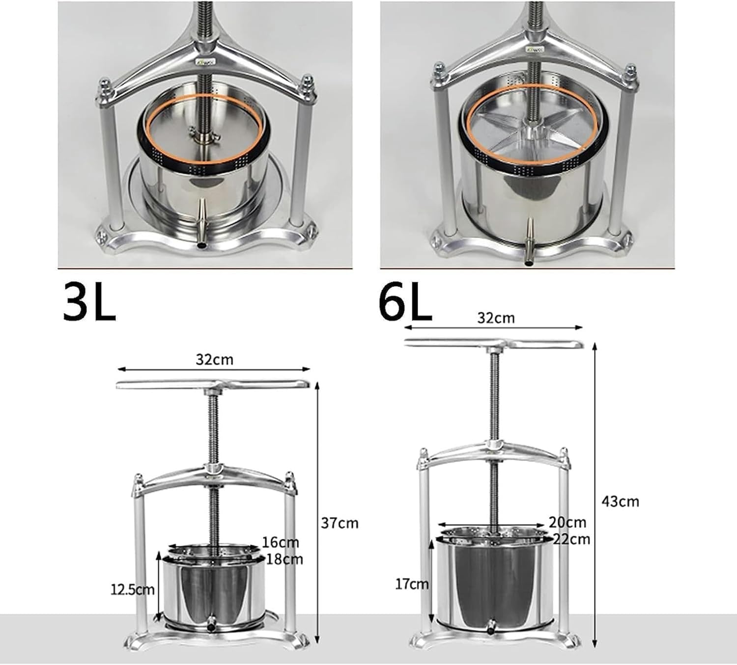 Grape Press, Manual Wine Grinder, Fruit Wine Press with Triangular Structure and T-Handle for Making Wine, Honey, Juice
