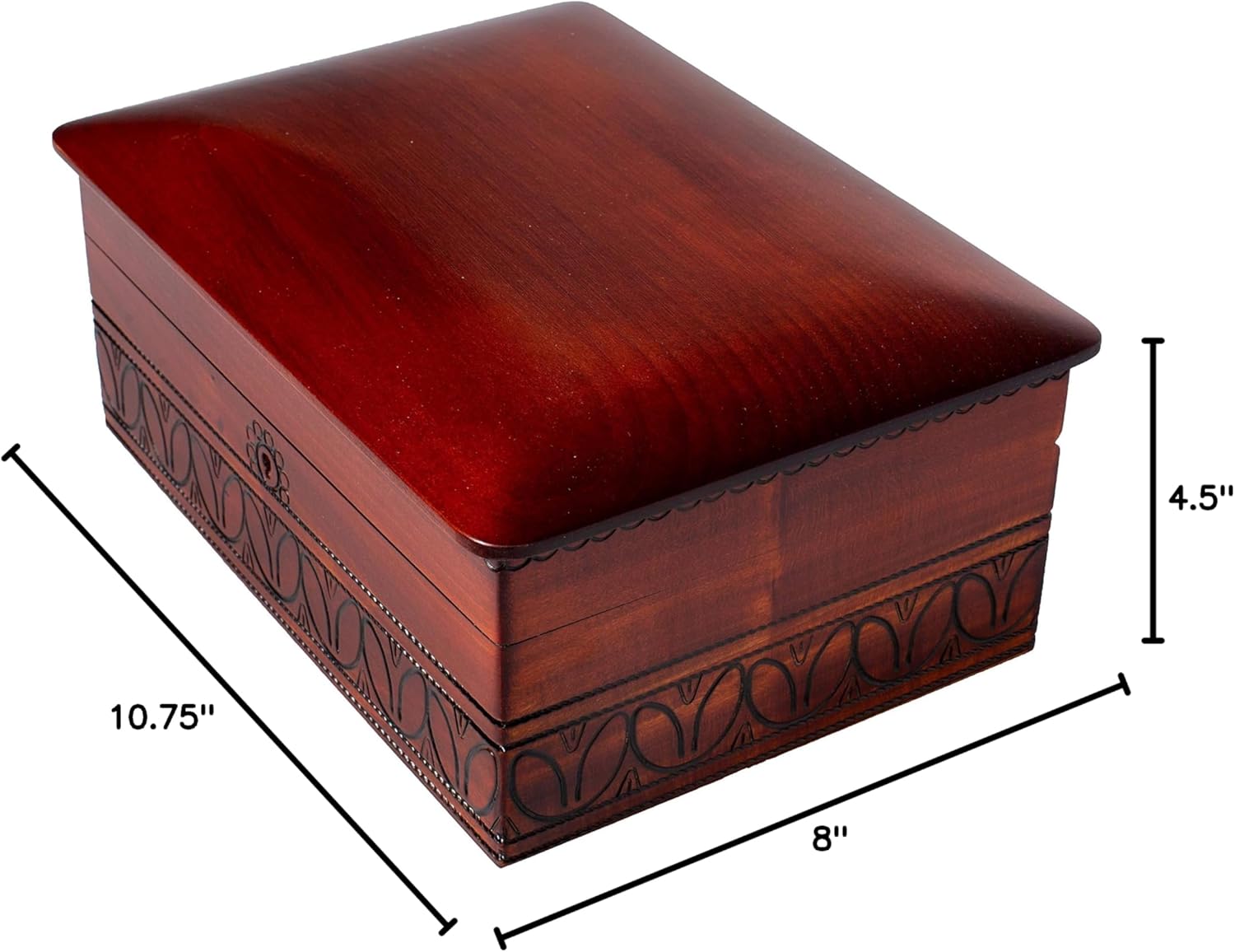 Artisan Owl Polish Heritage Handmade Extra-Large Elegant Slightly Rounded 10 1/2" Wooden Box with Lock and Key for Keepsakes, Love Letters, Jewelry, and Specialty Items