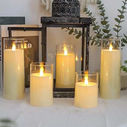 Miniatura 5 de Fo32won Velas LED de pilar sin llama de color blanco marfil, funcionan con pilas con control remoto y temporizador, paquete de 5 (3 pulgadas de