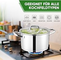 Onader 24 cm rozsdamentes acél háromrétegű alj üveg fedővel 5,6 l tészta és leves fazék indukciós mosogatógépben mosható 6