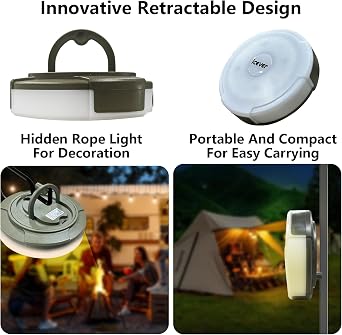 Camping String Lights, Rechargeable Waterproof Hanging Lamp Portable LED Light for Outdoor Camping Awning Tent Garden Party Yard Festival Decor (16.4FT 5 Lighting Modes)