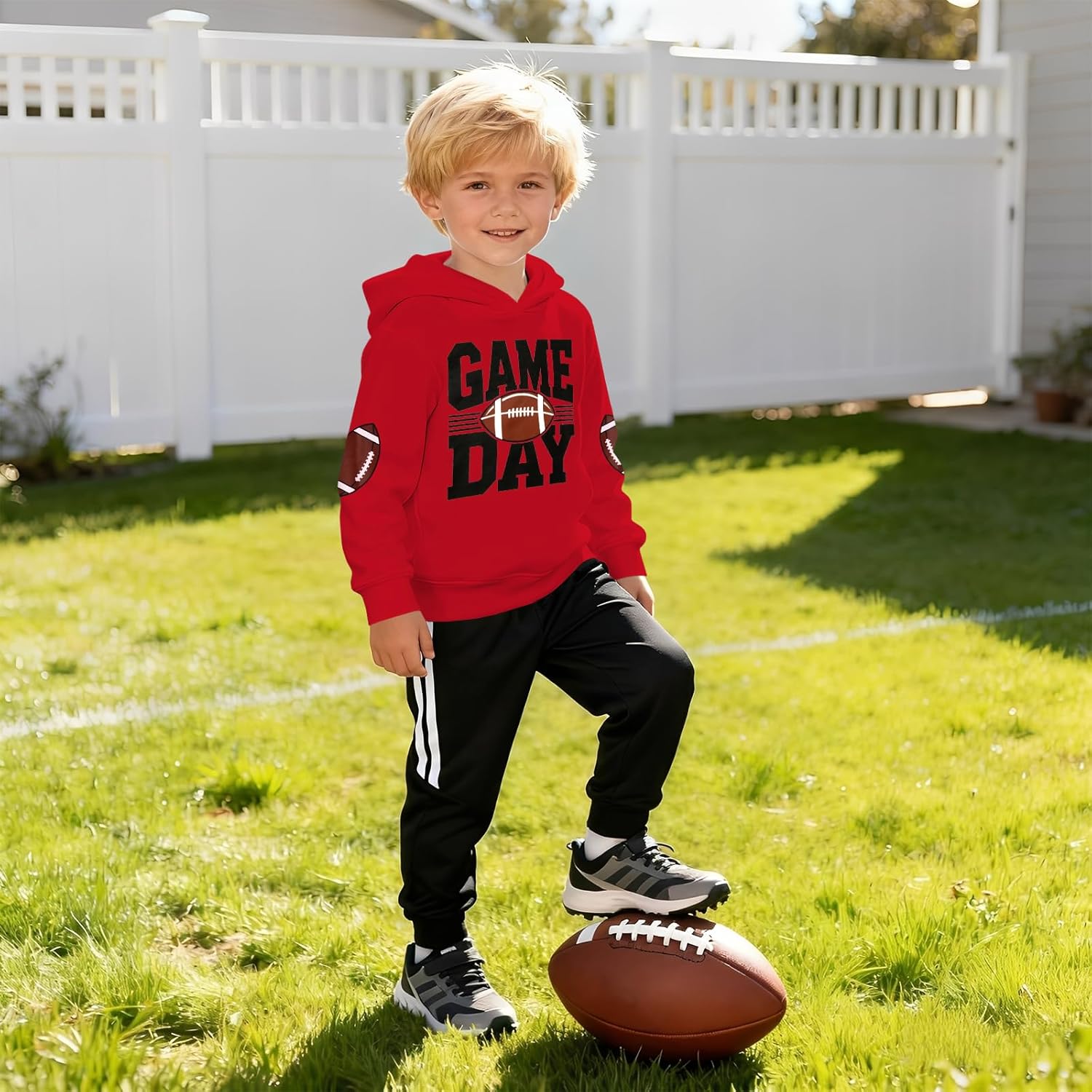 BOUTIKOME Baby Boy Girl Game Day Hoodie Sweatshirt Kids Football Outfit Sunday Sport Fans Pullover Long Sleeve Crewneck Tops - Image 3