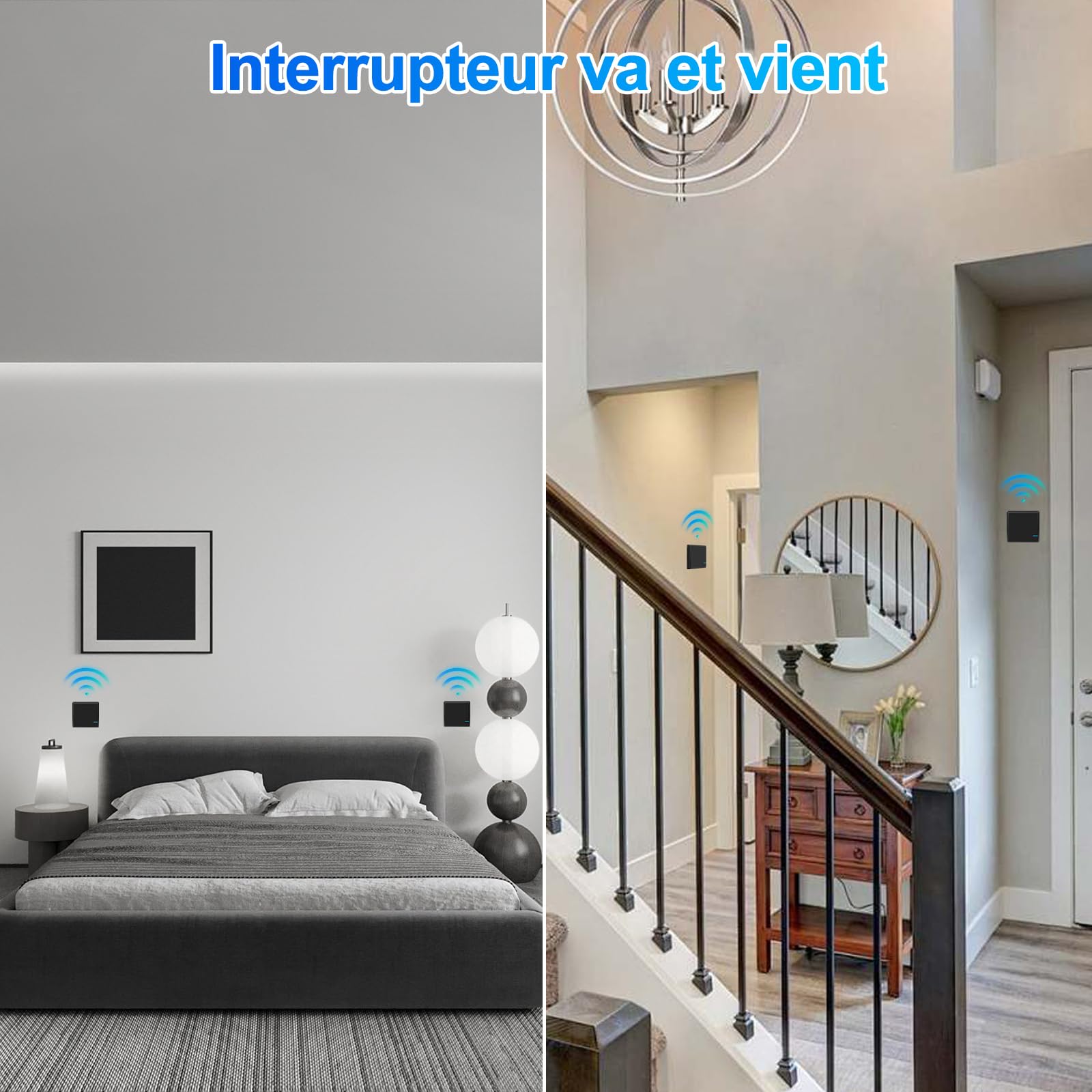 Interrupteur Sans Fil,NineLeaf Kit Interrupteur et Récepteur Sans Fil,Aucun Câblage Requis,étanche IP66,Portée de 400m pour l'éclairage pour les appareils électroménagers(noir),3PK
