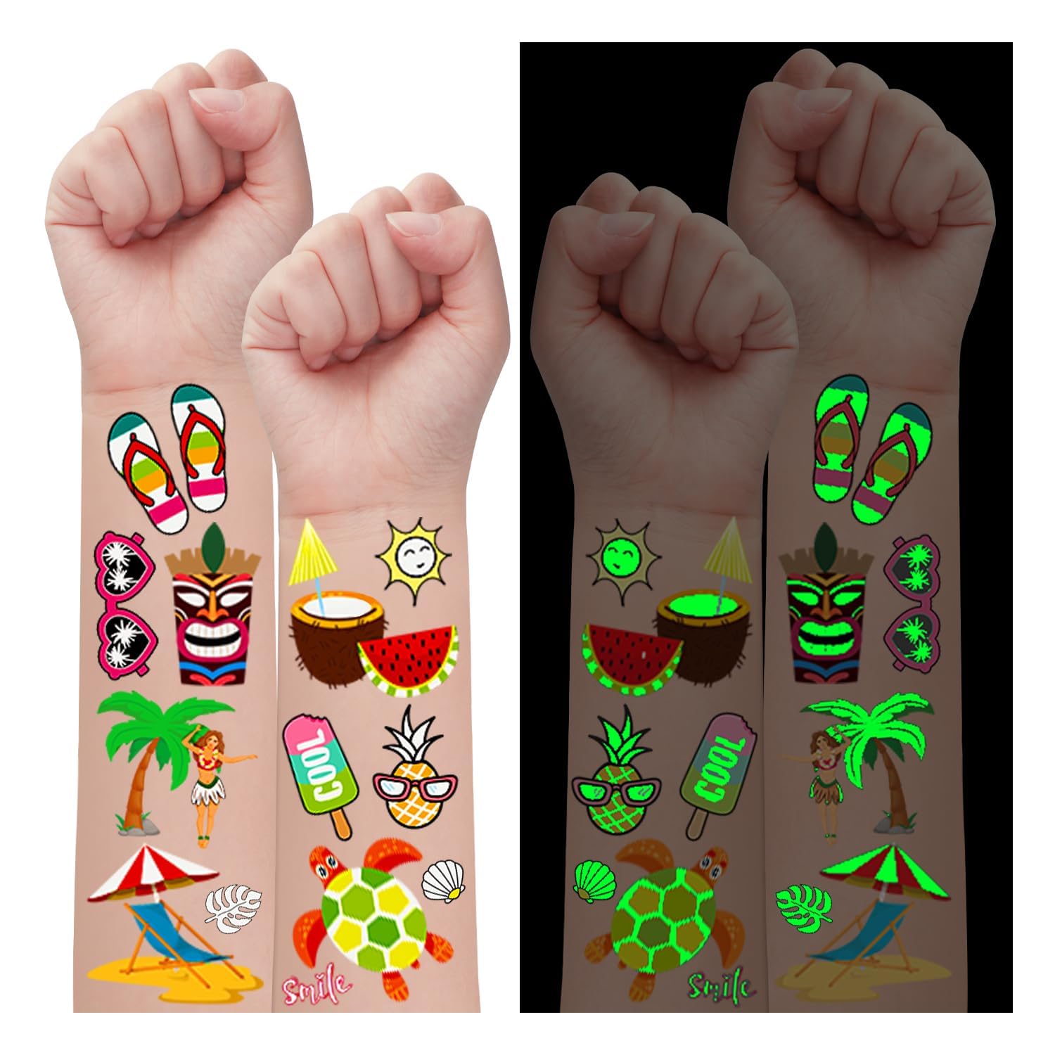 Partywind Luminous Hawaiian Tattoos for Kids' Parties