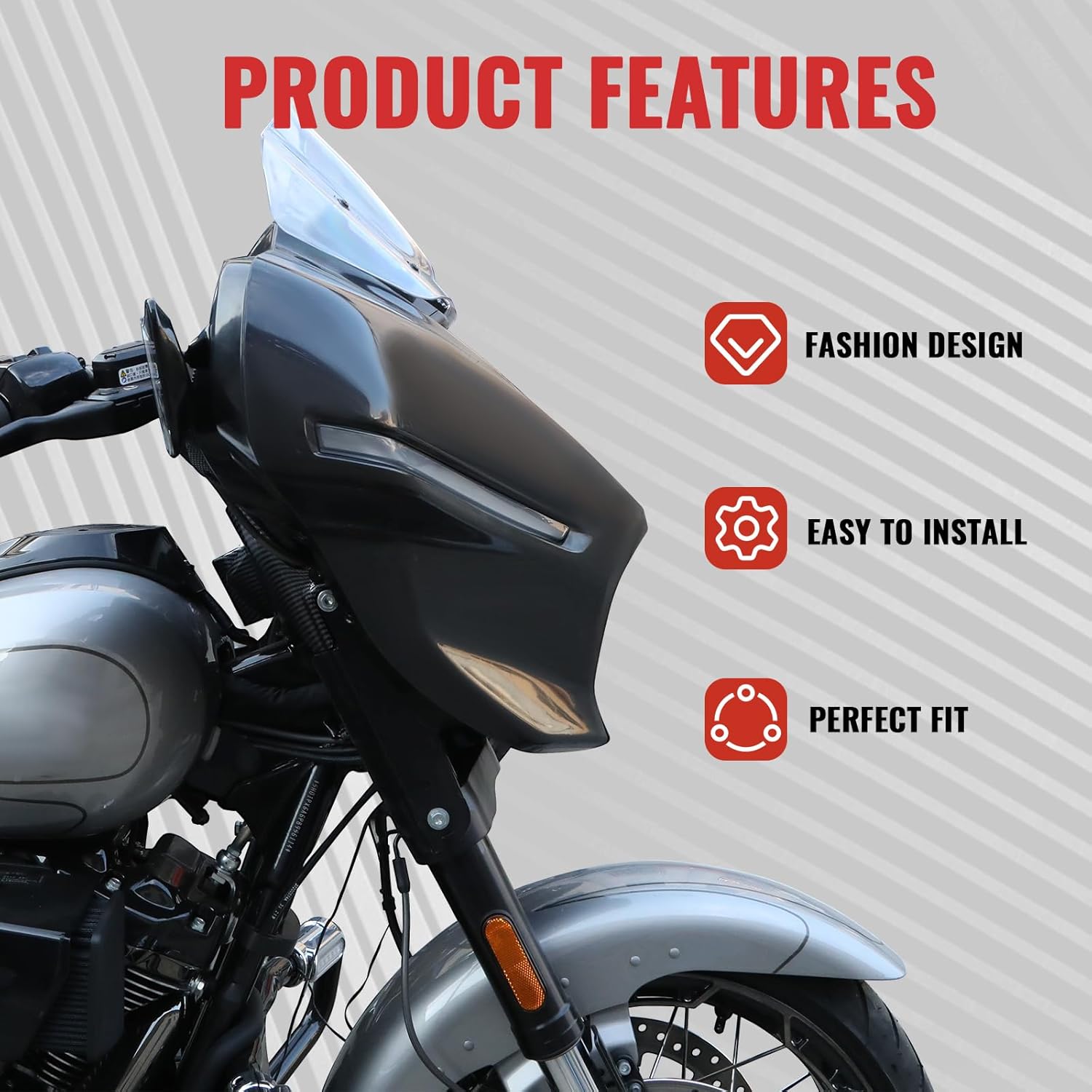 Outer Batwing Fairing for Street Glide 2024, Matte Black Front Upper Batwing Fairing for Harley Davidson CVO Street Glide FLHXSE 2023-2025, FLHX 2024-2025, FLHXS 2025 Accessories