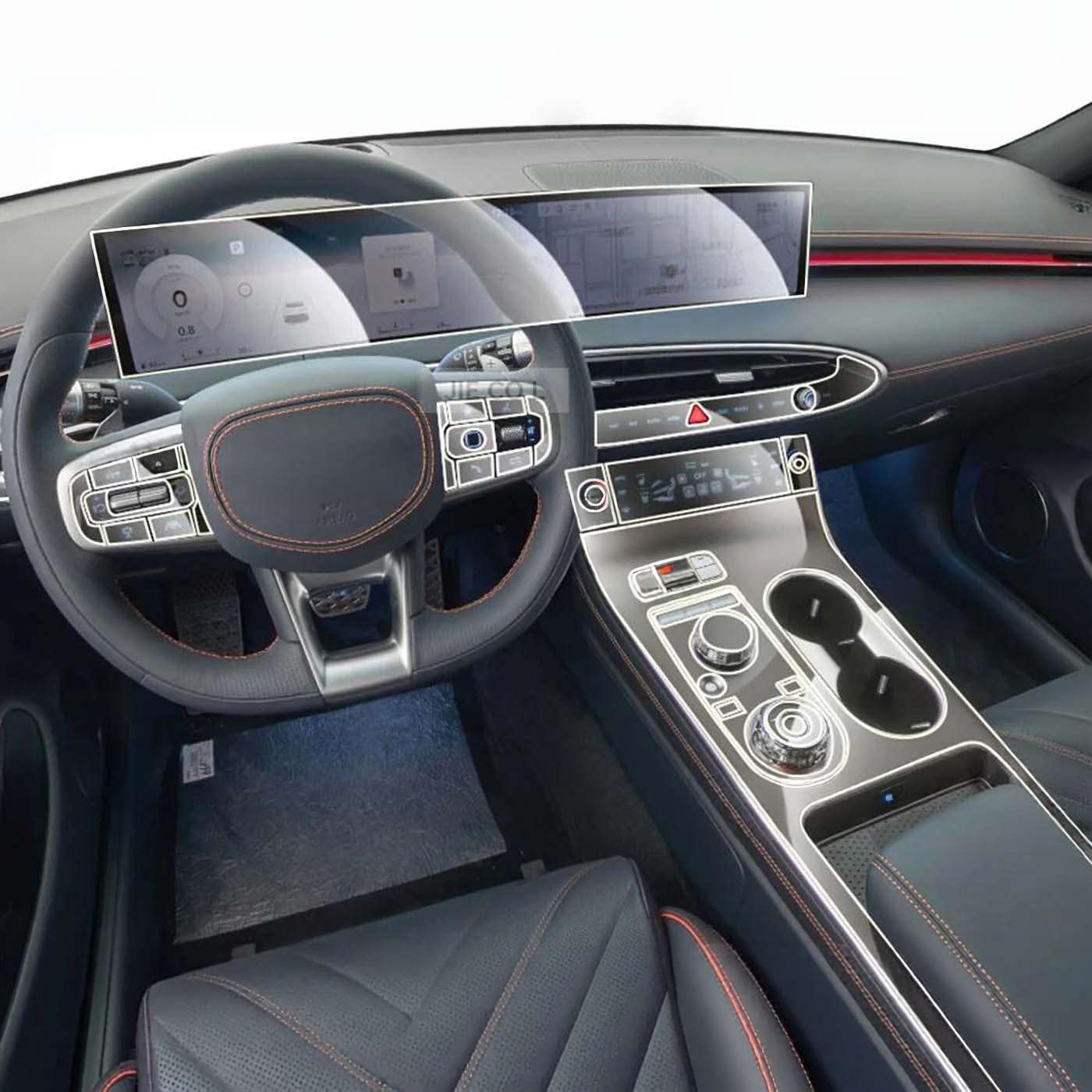 Car Interior Transparent TPU Film Center Console, for GV70 2025 Anti-Scratch Dashboard Navigation Protector Sticker