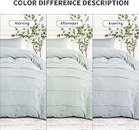 Vista 2 de NEXHOME PRO Juego de funda de edredón de 100 % algodón lavado, tamaño individual, juego de funda de edredón plisada azul celeste, juego de ropa