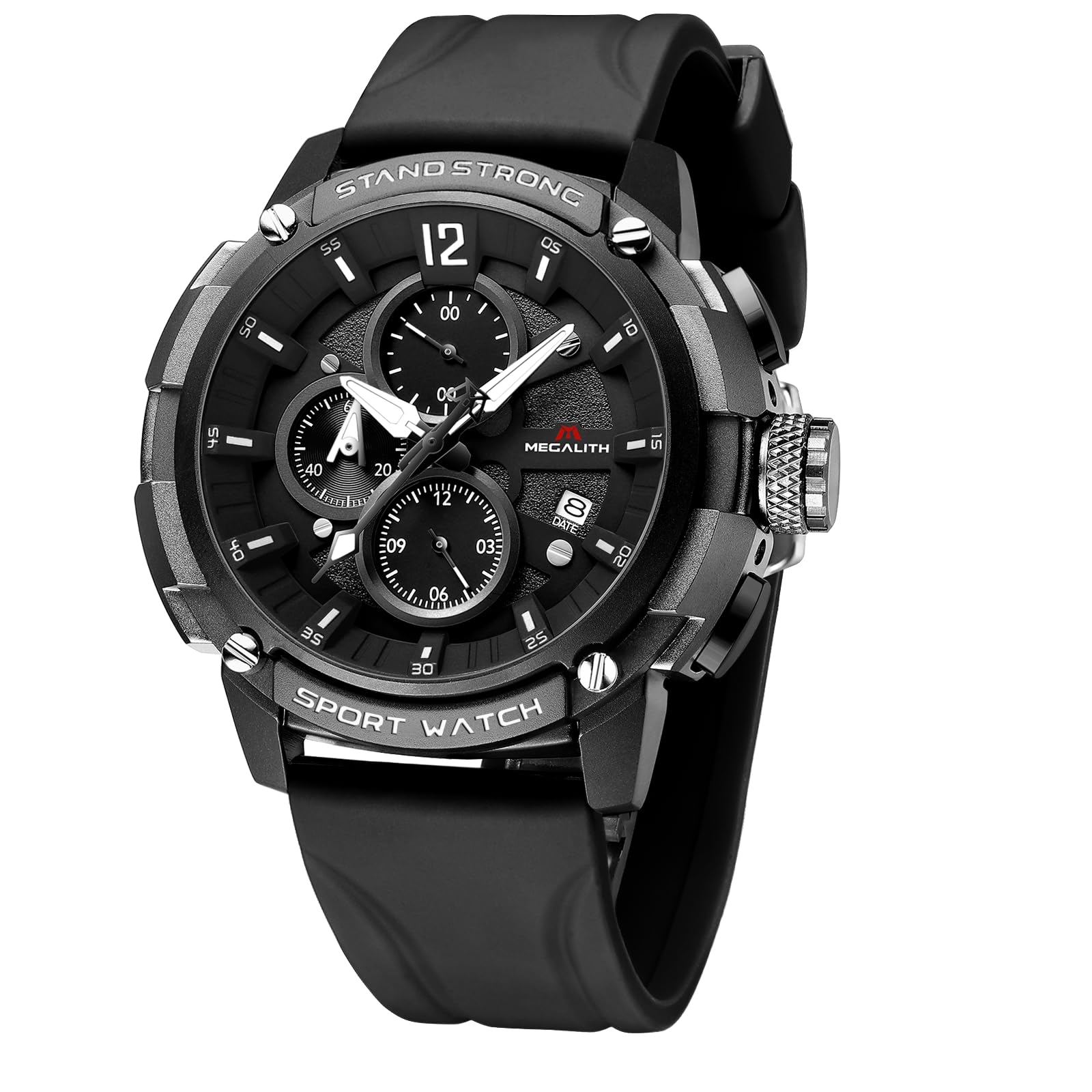 MEGALITH Heavy Duty Watches for Men: Military Sport Analog Chronograph with Luminous - Waterproof Design for Daily Casual Wear and Outdoor Sport Hiking Camping - Model 8231