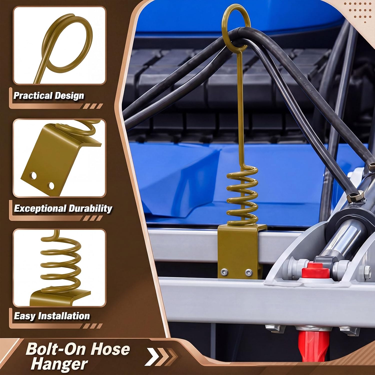 MorningRo 2 Set Bolt-on Hose Hanger 22.8 x 3.1 Inch Hydraulic Hose Hanger for Tractor, Sturdy Material (Yellow)