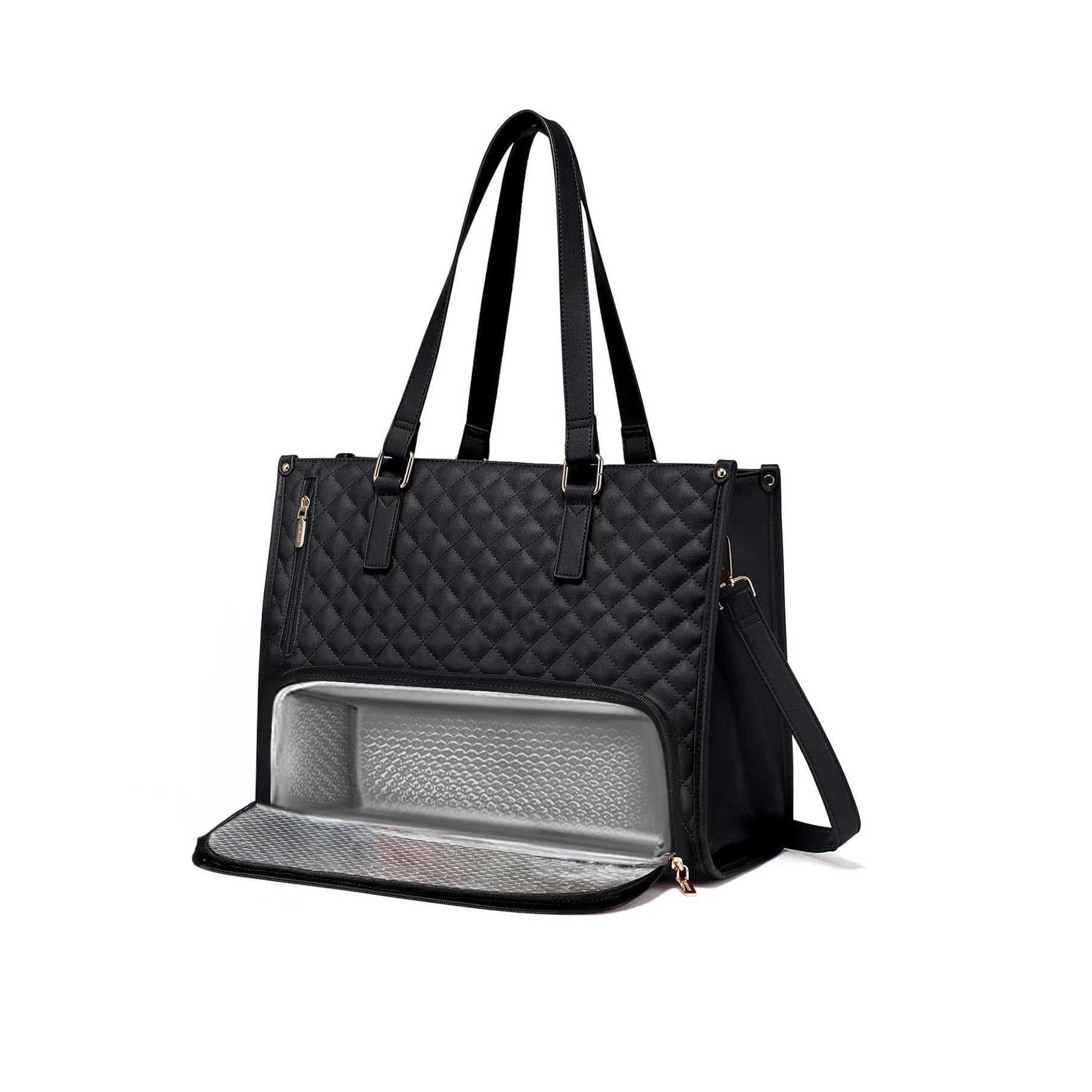 Elegant Work Bag with Lunch Compartment – Laptop Tote Bag with Lunch Box Section, Office Bag with Insulated Lunch Storage – Stylish Quilted Shoulder Bag for Women.-image-35
