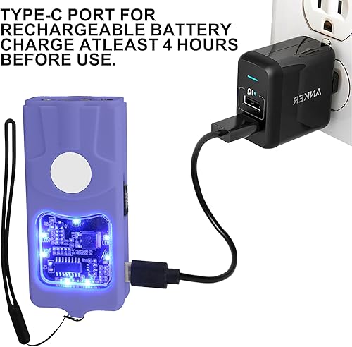 Miniatura 18 de FIGHTSENSE Pistola aturdidora de linterna para defensa personal - Pistola aturdidora recargable para mujeres - Linterna compacta y potente de Negro