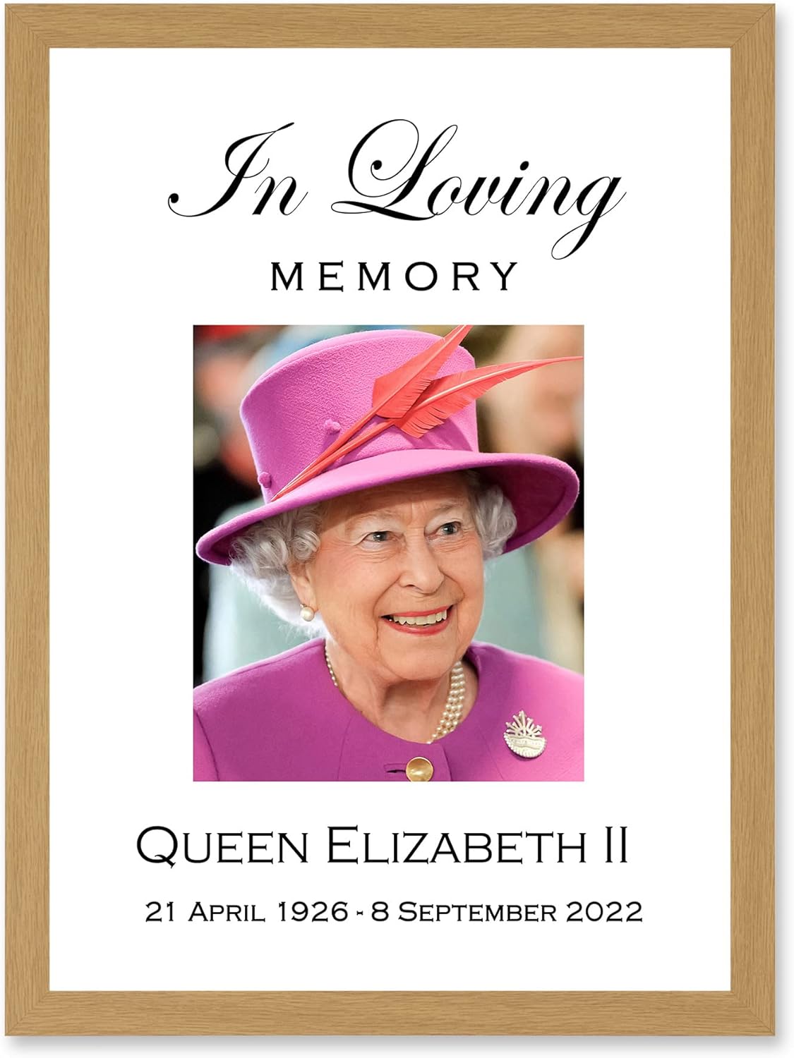 In Loving Memory Her Majesty Queen Elizabeth II Portrait Artwork Framed