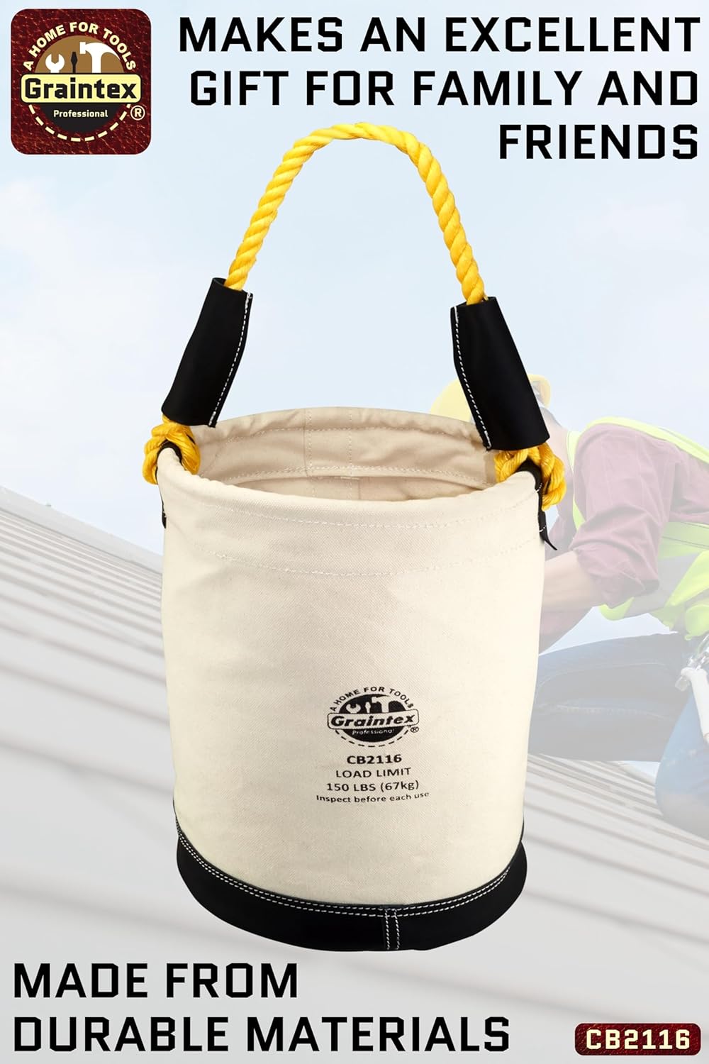 Graintex CB2116 Utility Canvas Bucket Leather Bottom