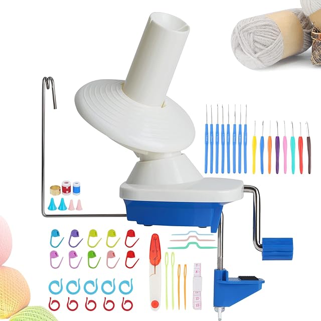 Yarn Ball Winder with Knitting Needles Set - Portable Hand-Operated Swift Yarn Winder