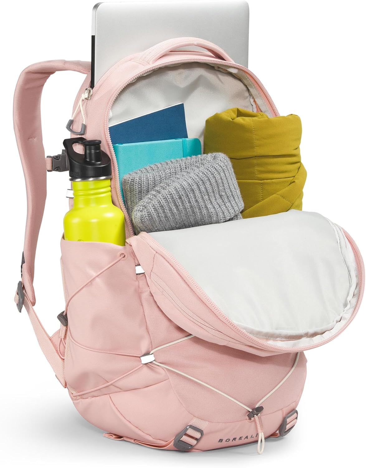 The North Face Women's Borealis Commuter Laptop Backpack - Everyday Travel Bag, 16" Laptop Sleeve, Reflective Details, Pink Moss Dark Heather/Gardenia White-NPF, One Size - Image 5