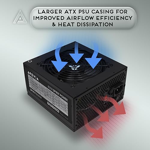 Miniatura 3 de Apevia SPIRIT600W Spirit 600W ATX Fuente de alimentación con ventilador de 4.724 in controlado térmicamente automáticamente, interruptor de 115/230