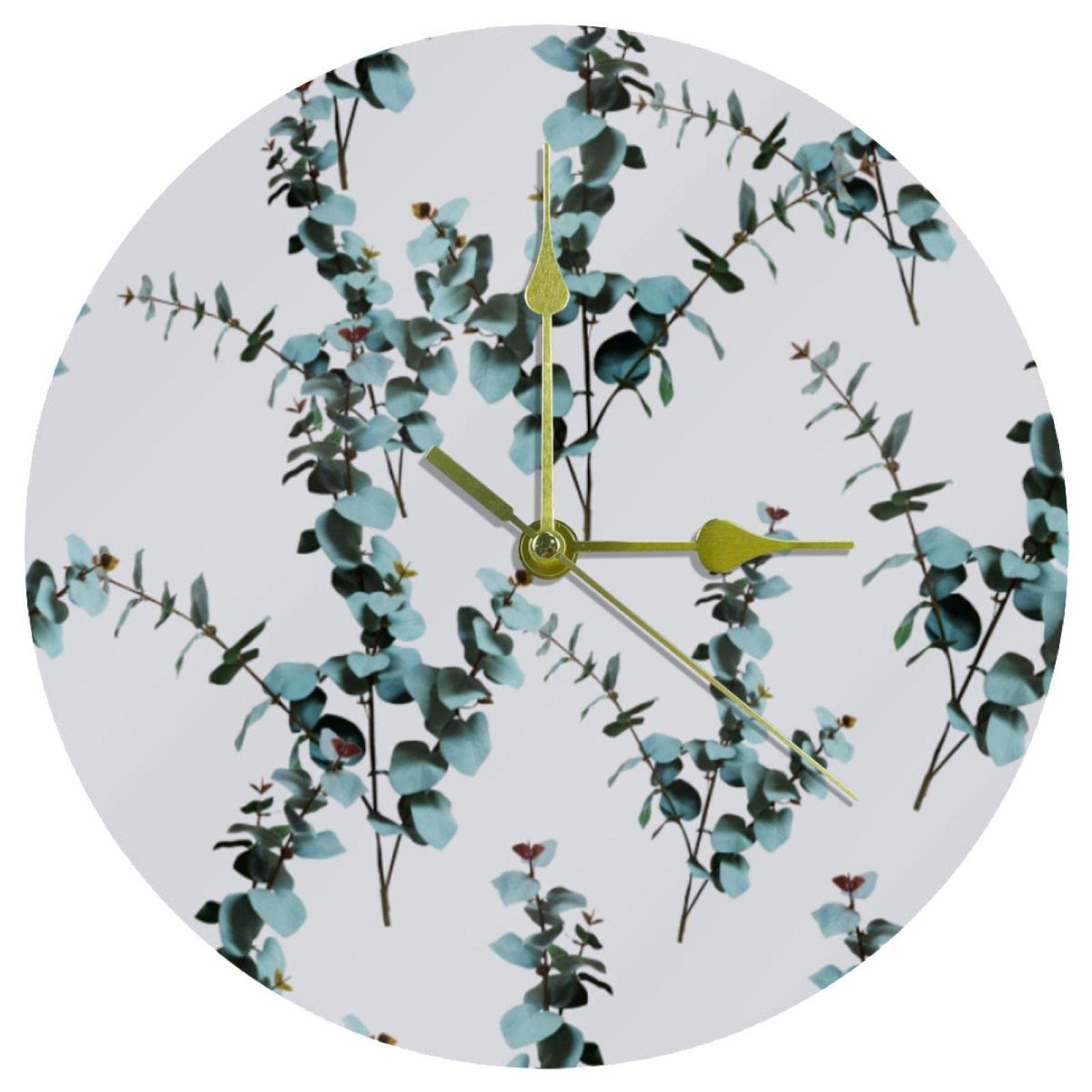 Horloge murale en acrylique eucalyptus 24 cm fonctionnant à piles pour la maison