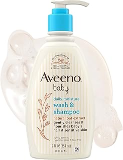 Champú y lavado humectante diario, sin desgarros, 12 fl. onzas | Champú para cabello y gel de baño 2 en 1 con extracto de avena, para piel y cabello sensibles, sin parabenos añadidos