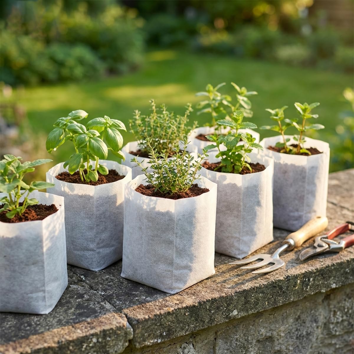 gardtree Bolsas de cultivo de plantas no tejidas de 11.7 x 13.5 pulgadas, 100 unidades, bolsas biodegradables para plantas de jardín, bolsas de cultivo de plántulas para cultivar vegetales, flores,