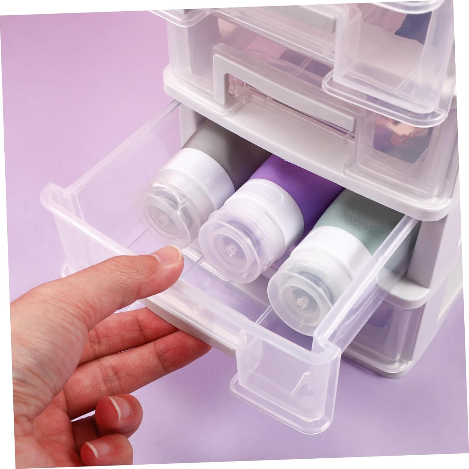 Multifunctional Five-layer Plastic Drawer Storage Cabinet Portable Desktop Organizer Sundries Holder White Transparent Stackable Material for Office Study