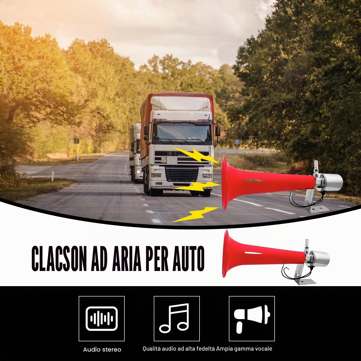 GBKDQQ Clacson turco, 12 V/24 V, corna ad aria compressa, clacson per camion, tromba ad aria, tromba d'aria, kit per roulotte, fischietto a pressione per auto, camion, barche, moto