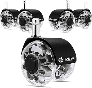Premium 2 Inch Office Chair Caster Wheels (Set of 5) - Heavy-Duty, Smooth Rolling, Safe for All Floors, Silent and Durable Replacement for Home and Office Chairs